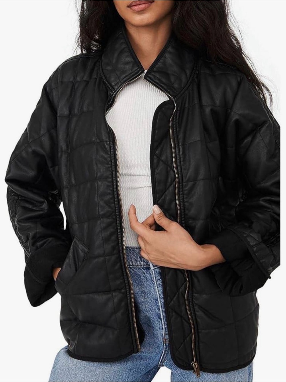 Free People Dolman Black Quilted Jacket